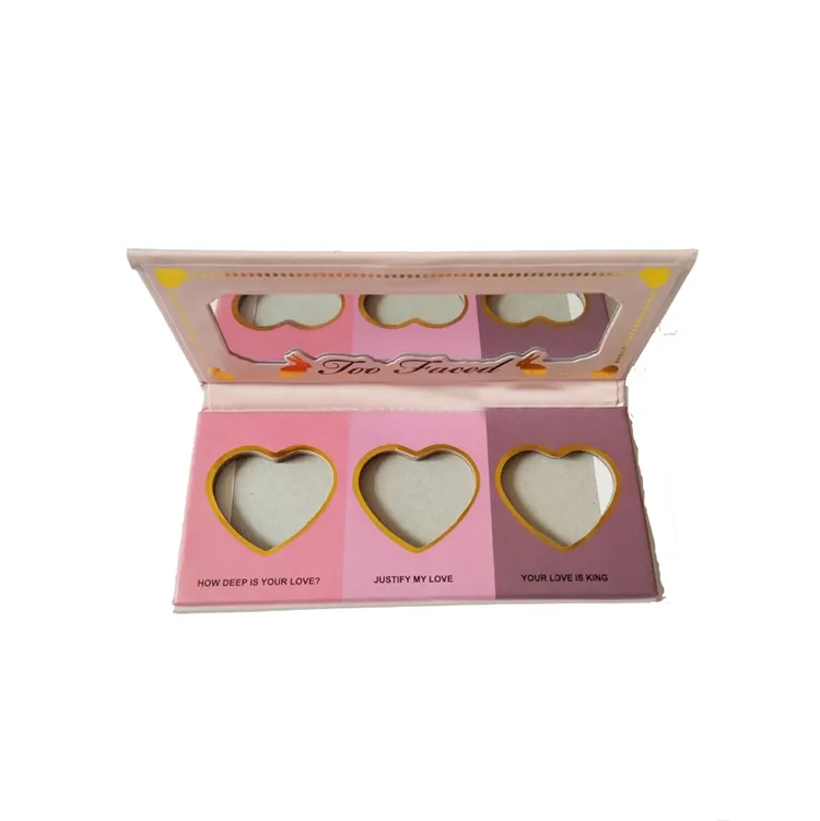 Palette de maquillage personnalisée en forme de cœur, emballage en carton pour fard à paupières, produits cosmétiques, 10 pièces