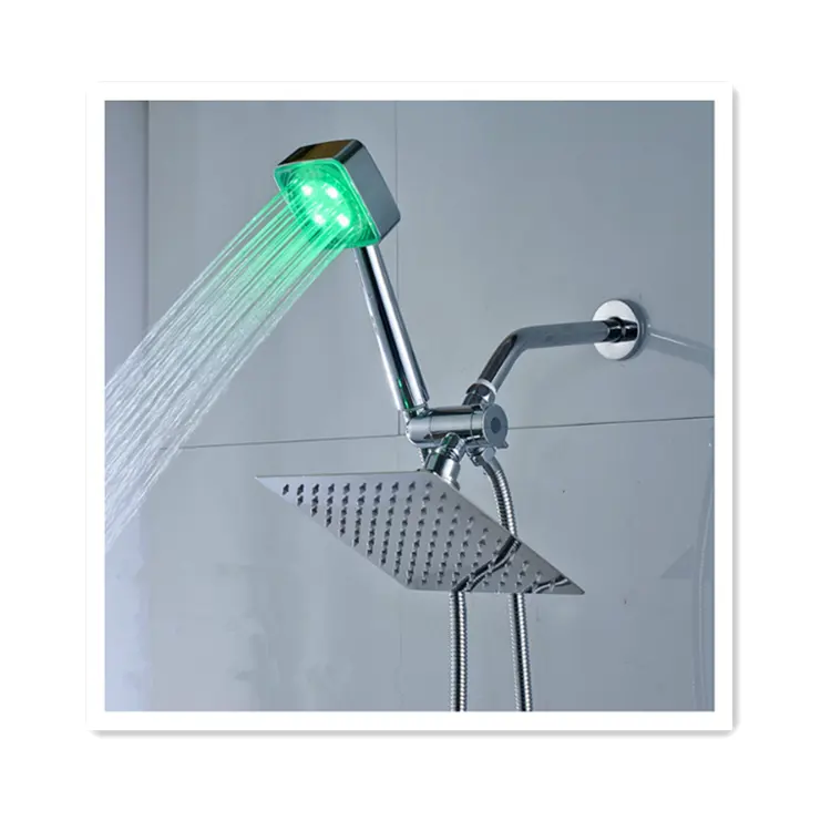 LED 2 in 1 duş açılan Yağış Ultra Ince Pirinç Duş Başlığı Masaj duş başlığı Seti