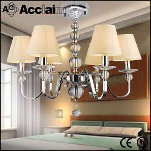 European hotel classic grand LED <span class=keywords><strong>lampadario</strong></span> di cristallo <span class=keywords><strong>con</strong></span> paralume in tessuto - Product Image 1