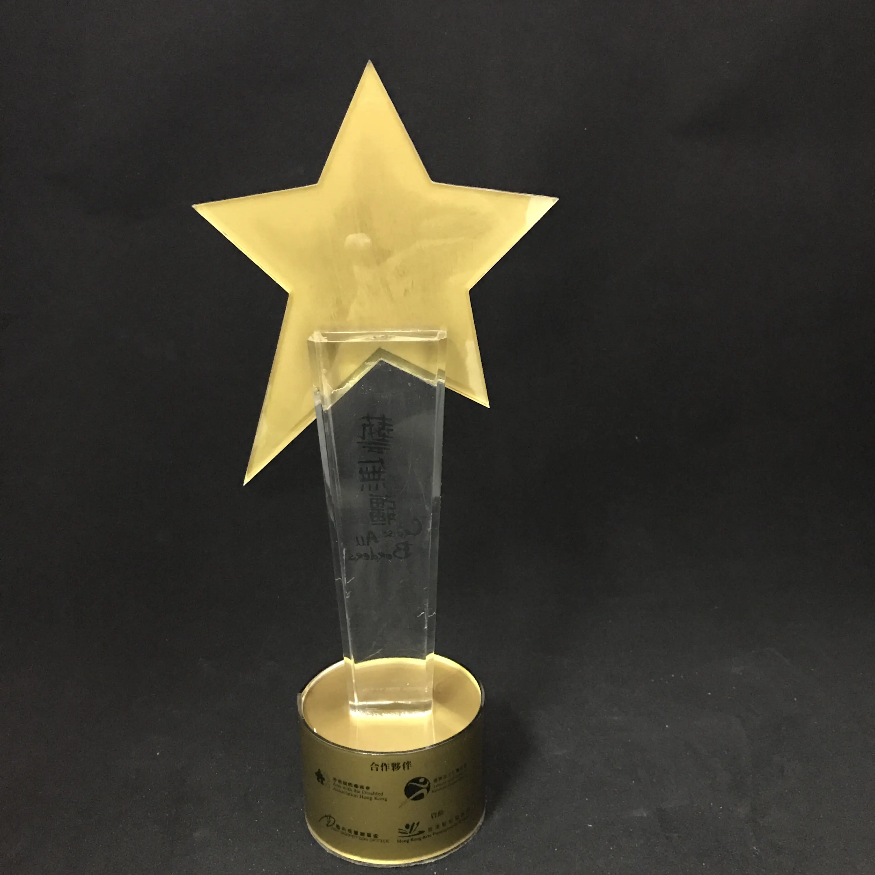 Piala Kaca Akrilik Elegan Kristal Terpasang Berlian Penghargaan Plexiglass Bening