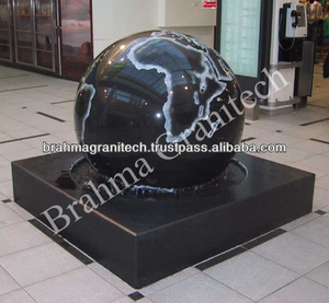 Elegant Black Granite <b>Floating</b> Sphere Fountain Distinguished Polished Block Surface - Product Image 3