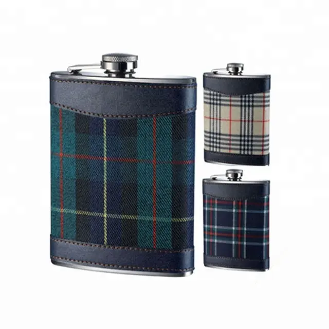 8oz Stainless Steel Liquor Flask With Cloth Wrapped