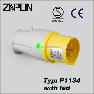 16A 110V 2P+E male and female industrial plug and socket P1134 with led