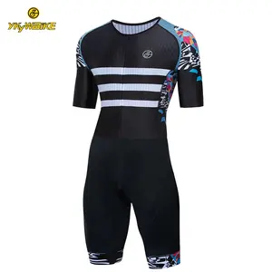 YKYWBIKE – vêtements de cyclisme personnalisés OEM pour hommes, combinaison de triathlon noire, vêtements de cyclisme