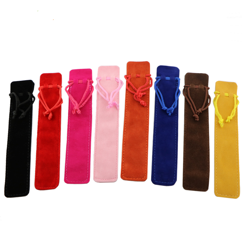 Недорогой портативный рекламный фланелевый чехол для ручек, держатель для ручек, одинарный пенал, Подарочный Бархатный Чехол для ручек с веревкой