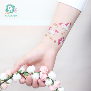 Top produttore più venduto <span class=keywords><strong>unicorni</strong></span> colorati disegni trasferimento acqua temporaneo del fumetto tatuaggio adesivo per i bambini - Product Image 3