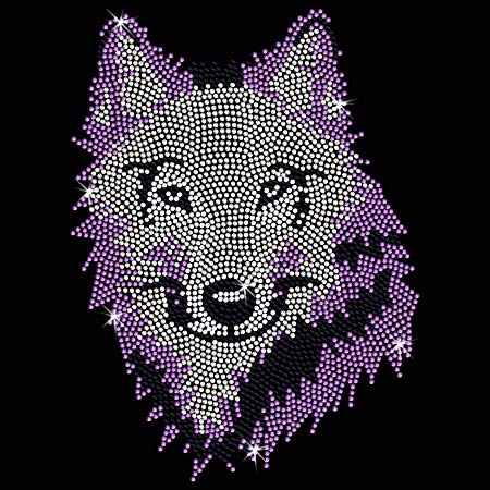 Custom Wolf Head Pictures Rhinestone Transfer Printing For T-shirt Designs