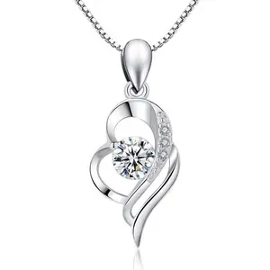 DC26 Dainty 925 Sterling silver stile classico bianco e viola cubic zirconia twist pendente di disegno del cuore