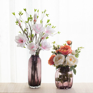 Vases de fleurs style cylindre coloré, lot de 3 pièces, grand centre de table en <span class=keywords><strong>verre</strong></span> avec différents Design pour décoration intérieure, rayé - Product Image 3
