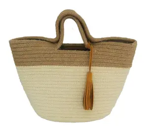 New Products Custom Fashionable Cotton Rope Handle Tote Bag With Removable Bottom