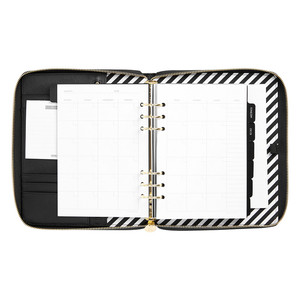 Classic Black Personal Zip Leather Adenda Custom A5 <strong>Ring</strong> Binder <strong>Folder</strong> - Product Image 1