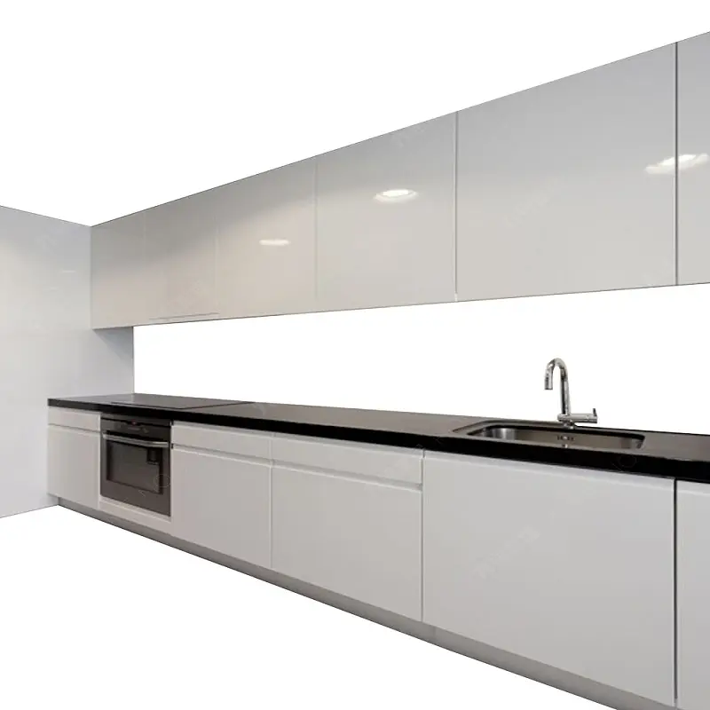Hoge glanzend wit keuken meubels gewoon ontwerp modulaire open-ended keukenkast