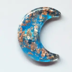 Decorative murano glass moon shape colorful fridge magnet