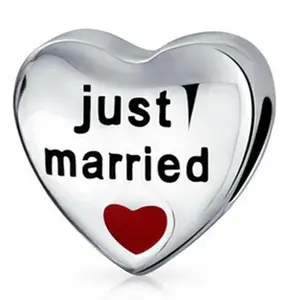 "Just married" custom engraved letters beads