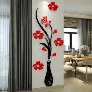 Decorazione Specchio Acrilico Rimovibile, Adesivo Murale 3D a Forma di Vaso, Decorazione Artistica da Parete per <span class=keywords><strong>Soggiorno</strong></span> e Casa - Product Image 1