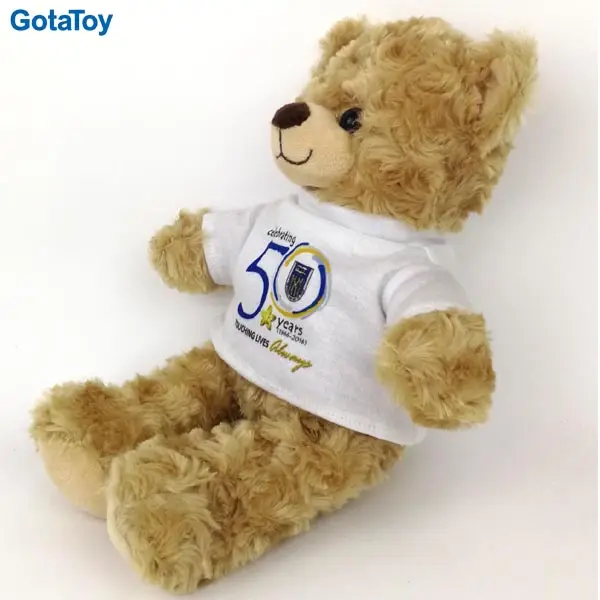 Urso de pelúcia loveable com logotipo, urso de pelúcia promocional com camisa personalizada de 10"