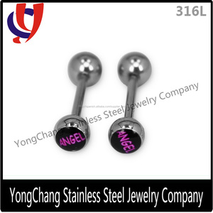 Plata de moda <span class=keywords><strong>piercing</strong></span> logotipo personalizado hermosa fake anillo de la lengüeta - Product Image 4