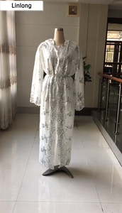 Abaya aperto davanti in pizzo con paillettes di lusso alla moda di tacchino - Product Image 5