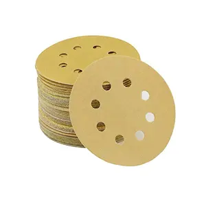 SATC 100pcs Premium 5-Inch 125mm Gold Alumina Sanding Discs/Sand Disc Abrasive Paper