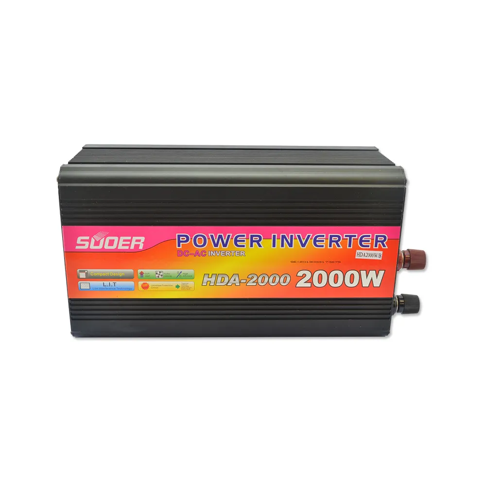 Suoer 2kw 24v to 220v dc ac power converter invertor