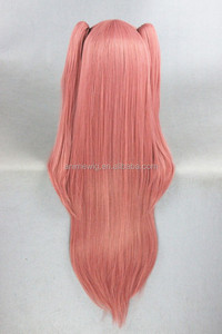 วิกผมสีชมพูยาวตรงยาว90ซม. วิกผมคอสเพลย์อะนิเมะสังเคราะห์มีหางม้าสองตัว - Product Image 5