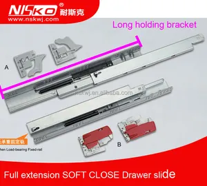 de fechamento Macio Corrediça Da Gaveta Undermount, corredor da gaveta escondida, auto fechamento da gaveta canal