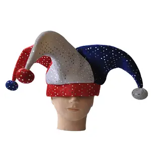 Unisex Custom Adult Velvet Clown Jester Hat with Glitter for Carnival Party or Football Fan