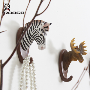 Crochets muraux en résine réaliste de style rustique ROOGO, représentant des animaux de la jungle, pour clés, manteaux, serviettes, décoration intérieure - Product Image 2