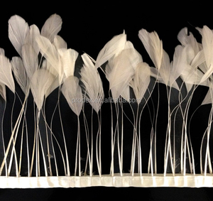 Queue de coq ivoire rayée, 1 pièce, garniture de plume - Product Image 1