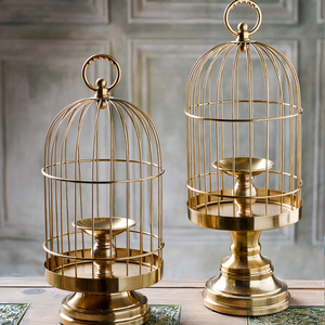 Metal kuş kafesi şekli mumluk odası toptan art deco düğün favor dekorasyon - Product Image 2
