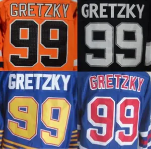 ที่กำหนดเอง Wayne Gretzky #99 ที่ดีที่สุดคุณภาพเย็บ JERSEY