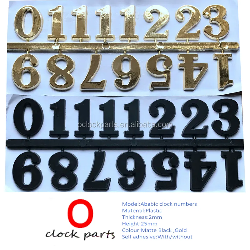 स्वयं चिपकने वाला प्लास्टिक अरबी घड़ी अंकों घड़ी संख्या