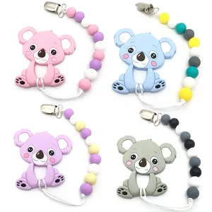 Dot Bayi Klip BPA Bebas Silikon Koala Teether Dot Rantai Pemegang Klip Dummy Manik-manik Mainan Tumbuh Gigi