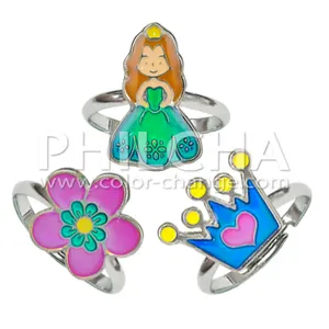 Ajustable de cambio de Color anillo de humor para niños con flor de corona de princesa diseños