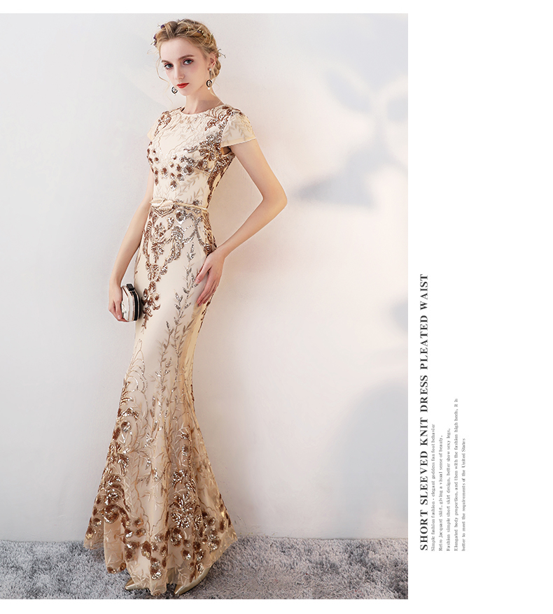 slim fit dress slacks Gold sequins V neck long sleeves full length mermaid fit and flare for –  Anna's Couture Dresses