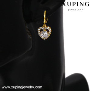 92954 xuping GZ Bijoux de mode, boucles d'oreilles en or 24 carats raffinées en forme de cœur, micro pavé de pierres CZ - Product Image 5