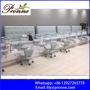 Salon de manucure pied spa double sièges <span class=keywords><strong>station</strong></span> de pédicure nail spa <span class=keywords><strong>station</strong></span> avec bols en verre réfléchissants - Product Image 4