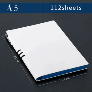 Bán Hot A5 Trắng Pu Da Máy Tính Xách Tay Biểu Tượng Tùy Chỉnh Softcover Văn Phòng Kế Hoạch Với Bút Vòng Trường Văn Phòng Phẩm Cạnh Đầy Màu Sắc Nhật Ký - Product Image 6