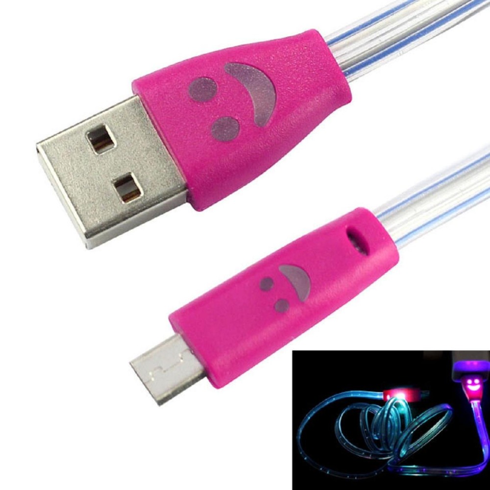 Свет USB Кабель для Передачи Данных Зарядное Шнур Улыбка Кабель для Зарядки Светодиодный