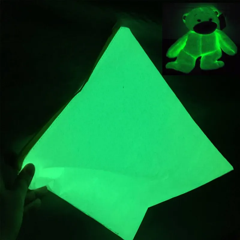 Tela de algodón 100% poliéster para juguetes, tejido de terciopelo verde brillante en la oscuridad