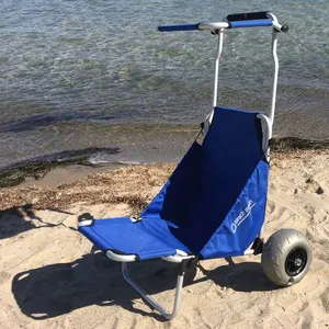 Práctica pesca plegable de aluminio ampliamente vendido carrito de playa con ruedas de globo