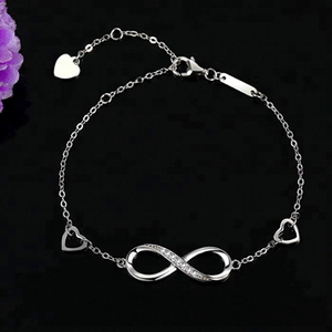 Wholesale Lady <strong>Infinity</strong> Heart <strong>Bracelet</strong> Simple Design Silver Stainless Steel Love Heart <strong>Infinity</strong> <strong>Bracelet</strong> for Women Girls - Product Image 2