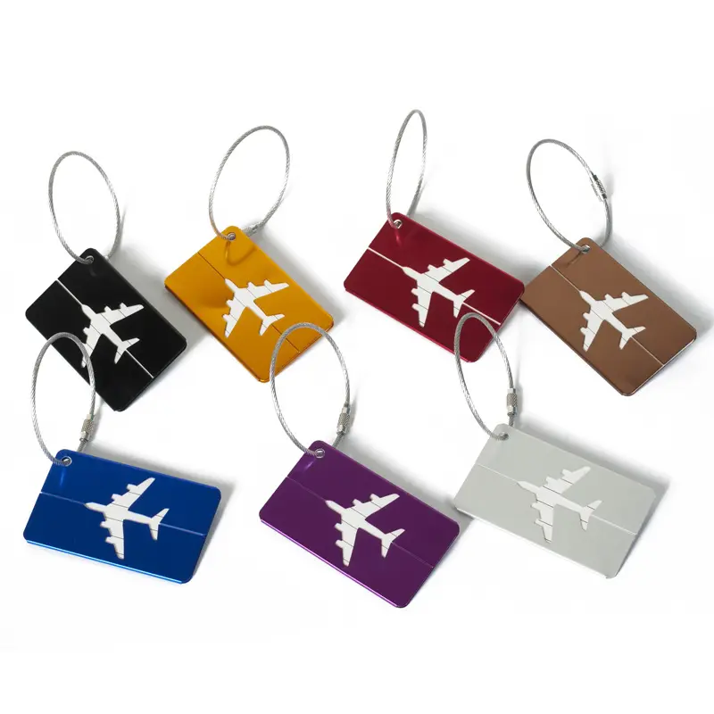 Wholesale Cheap Light Brint metal luster metal airplane luggage tag with stainless steel ring