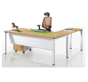 Bureau de travail individuel moderne en forme de L avec petite table d'appoint - Product Image 1