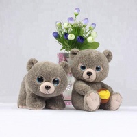 Jouet en peluche grand ours gris avec yeux étincelants, premier jouet en peluche de sécurité rempli de coton PP