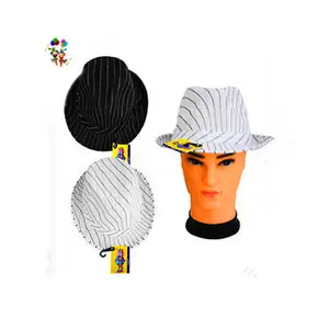 便宜的20年代派对花式白色黑色条纹男士黑帮软呢帽HPC-0252