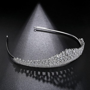 LUOTEEMI Clear Wedding <strong>Bridal</strong> CZ Crystal Tiara Crowns Princess Queen Pageant Prom <strong>Veil</strong> Tiara <strong>Headband</strong> - Product Image 5