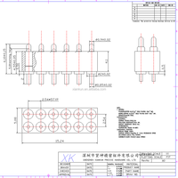 Connecteur Pogo Pin en laiton à deux rangées parallèles, pas de 2,54 mm, 12 broches, pour PCB avec différentes dimensions