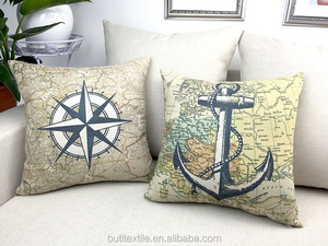 Mediterraner Stil Anker Kompass Karte Nautischer Druck Kissen bezug Nautischer Kissen bezug Dekoratives Wurf kissen