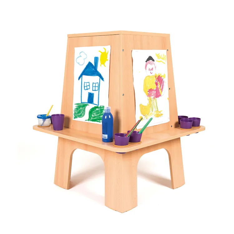 Three Sides Wooden Easel Stand Montessori Kids Drawing Board